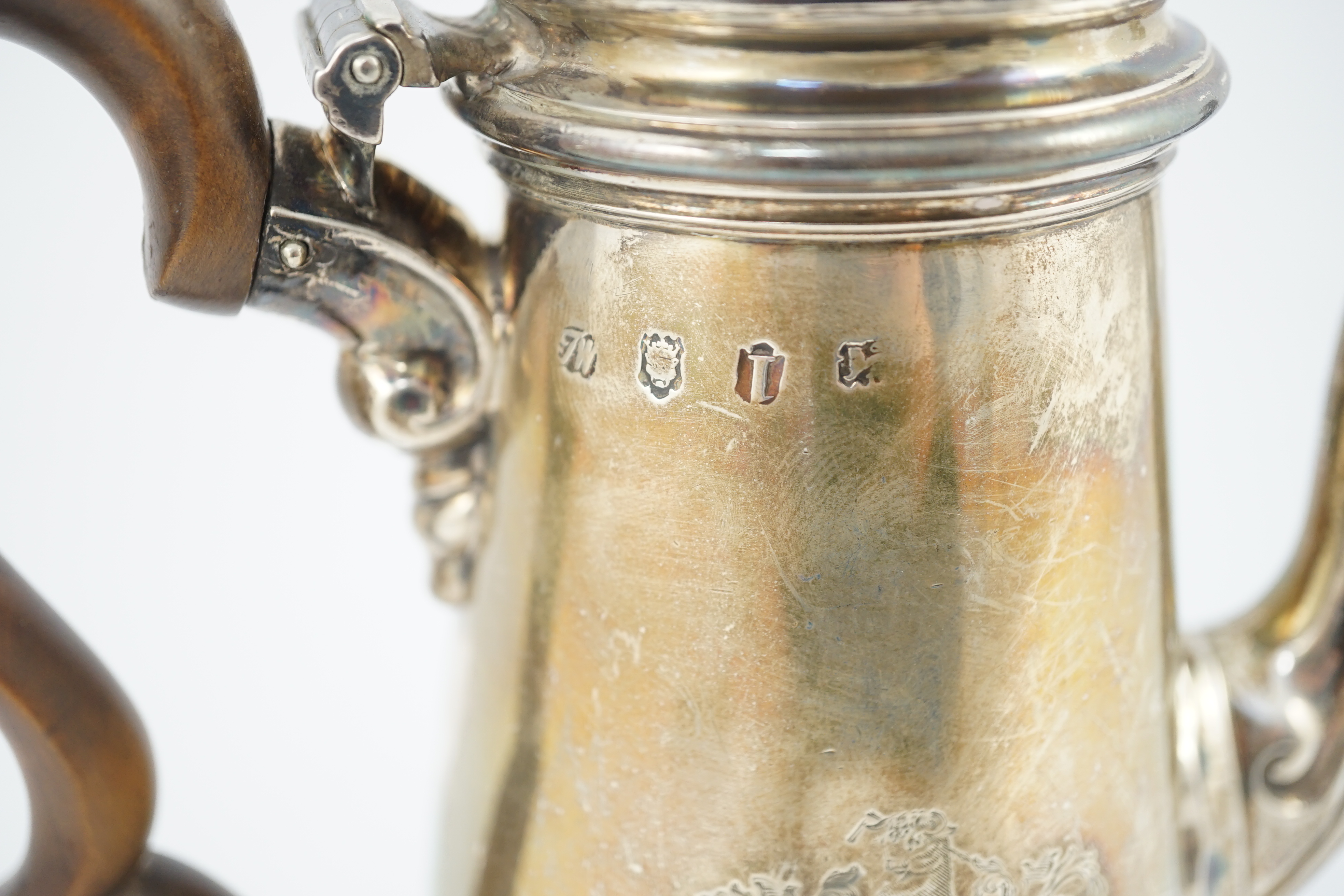 A George II silver coffee pot, by Thomas Whipham